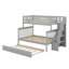 Lit superposé simple avec lit gigogne, escalier de rangement et garde-corps pleine longueur, lit superposé en bois massif avec lit gigogne, sans sommier-1846305808