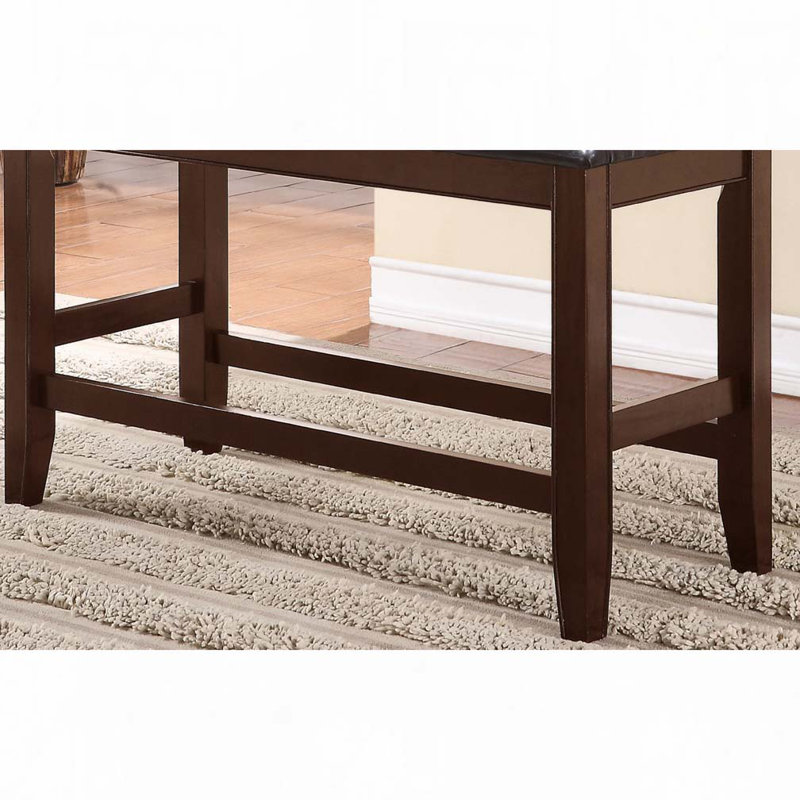 Counter Height Tufted Faux Leather Upholstered Dining Bench
