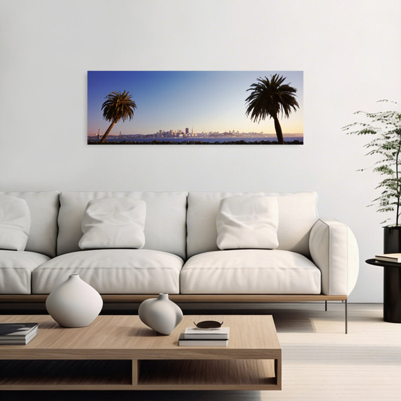Palm Trees At Dusk San Francisco California USA by Thomas Winz - Wrapped Canvas Panoramic Print, 40.64 cm H x 121.92 cm W