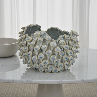 Nina Decorative Bowl, Textured Coral Ceramic, 11 Inch