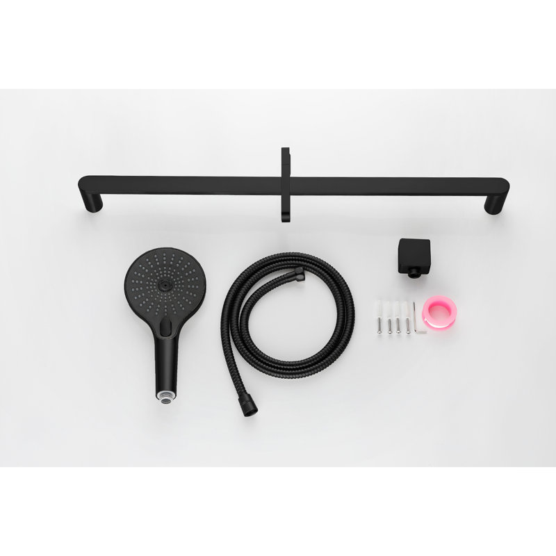 Handheld Shower With 59-Inch Hose And 28-Inch Slide Bar In Matte Black, Stainless Steel, Provides Strong Water Jet Easy Cleaning Facilities Black Hose, Rust For Long-Term Use Bathroom