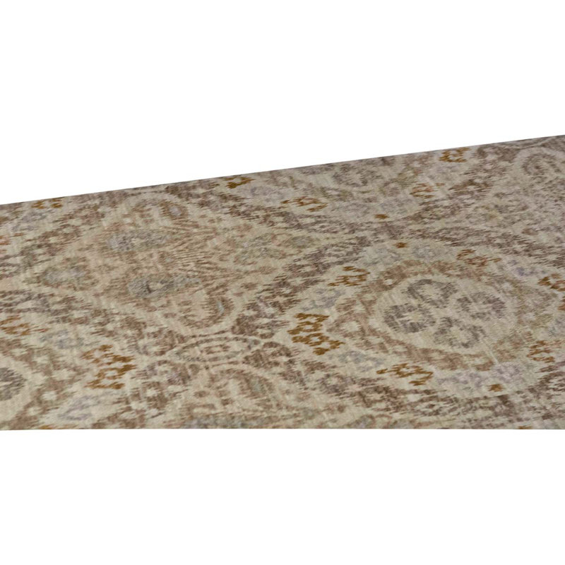 Tapis damassé en laine noué à la main crème / brun