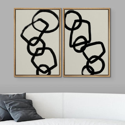 Motif de motifs géométriques abstraits noirs à motifs géométriques bicolores de style bohème nordique relax zen 2 pièces