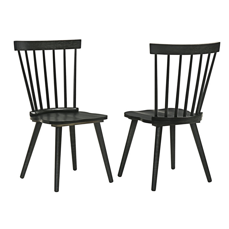Ensemble de 2 chaises en bois massif, Noir