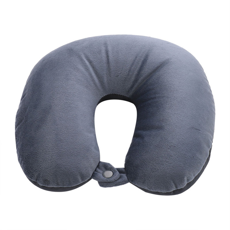 Coussin de bureau avec coussin de voyage en forme de U doux et élastique (gris)