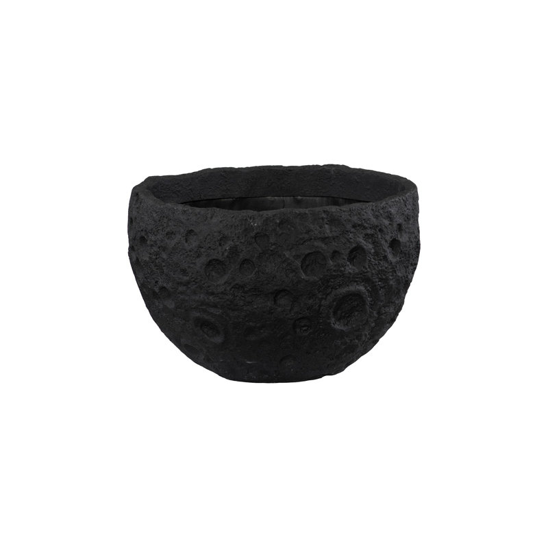 Crater Planter, White Stone, Black Stone