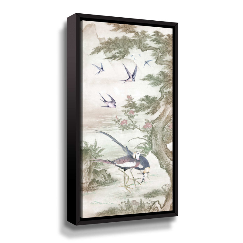Chinoiserie, One - Peinture sur toile, Cadre noir, H 24 po x l 12 po x P 2 po