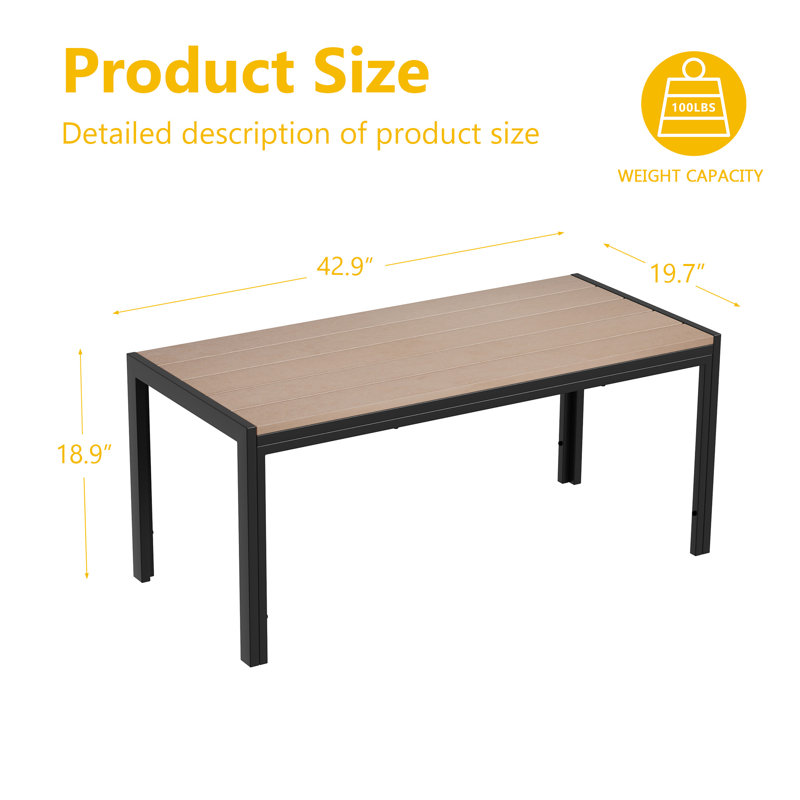 Patio Rectangular Coffee Table, Brown