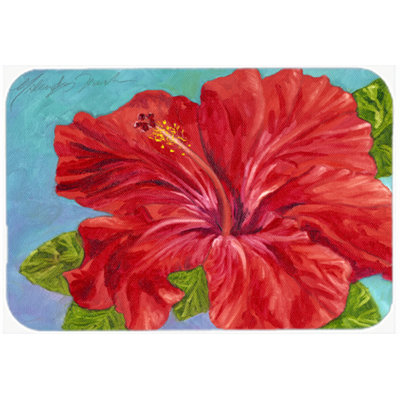 Caroline's Treasures Red Hibiscus Glass Cutting Board