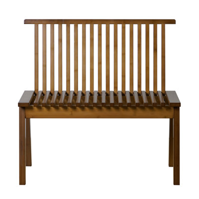 Folding Slatted Backrest Solid Wood Bench