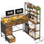 Bureau d'ordinateur de coin en forme de L de 53 po avec tiroirs et prises de courant, bureau de jeu avec tablettes de rangement et lumière DEL-954108977