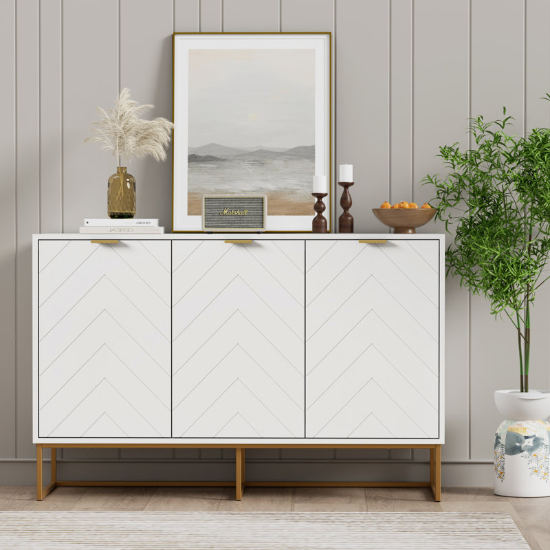 47.2 W" Three Doors Accent Cabinets, White