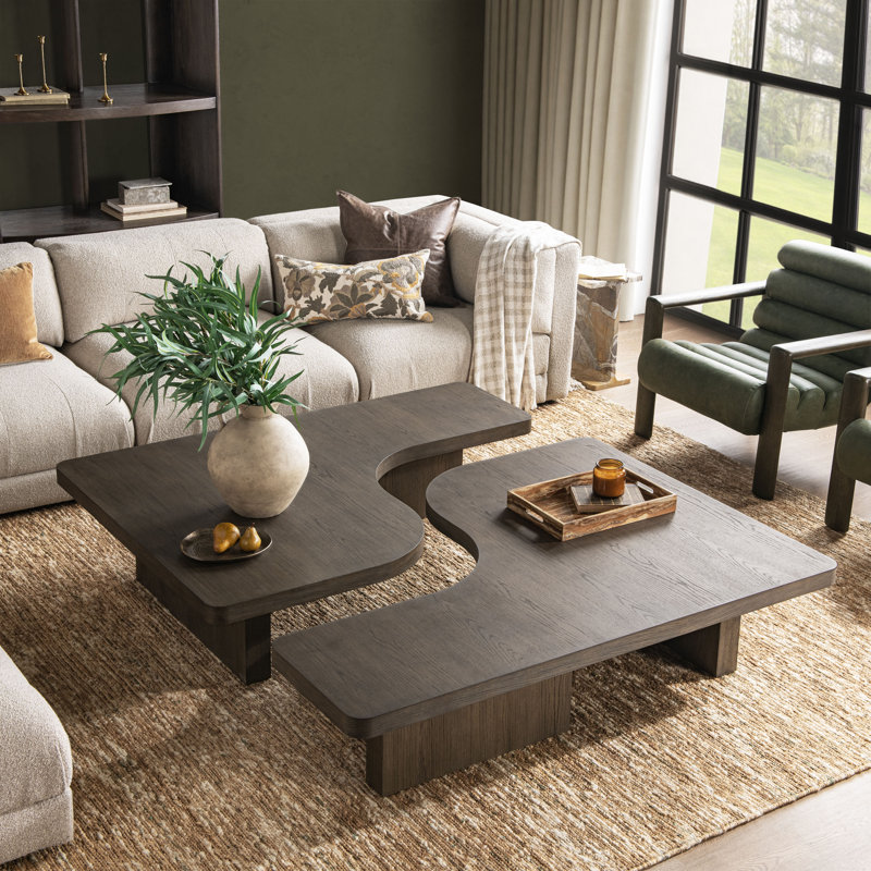 Melina 2-Piece Wood Coffee Table, Havana Brown