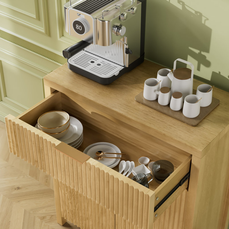 Modern Sideboard Cabinet With Large Drawer,Storage Buffet With Adjustable Shelf ,Entryway Cabinet With Water Ripple Design, Perfect Storage For Dining Room, Kitchen, And Entryway