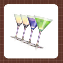 Glass - Martini - Stemless Cocktail Glasses - Set of 6-11 oz. - by Barski - Euro - New