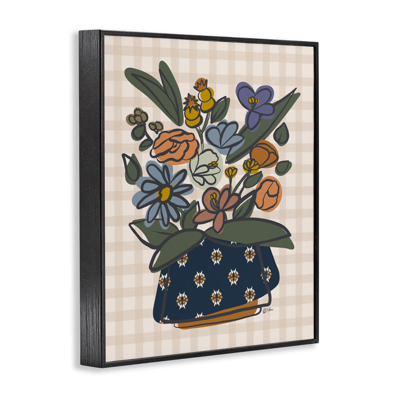 Petit bouquet de jardin, estampe numérique, design par Beki Marquardt, H 20 po x l 16 po, Giclée encadrée noir minuit