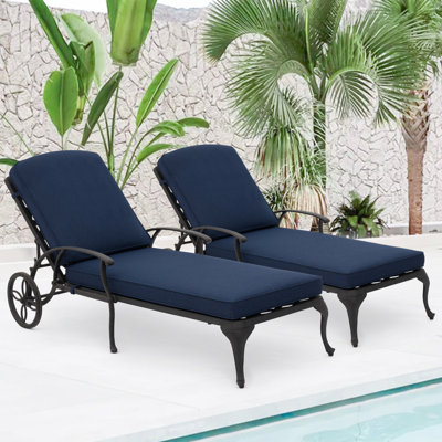 Braysen Outdoor Metal Chaise Lounge , Cushion Included