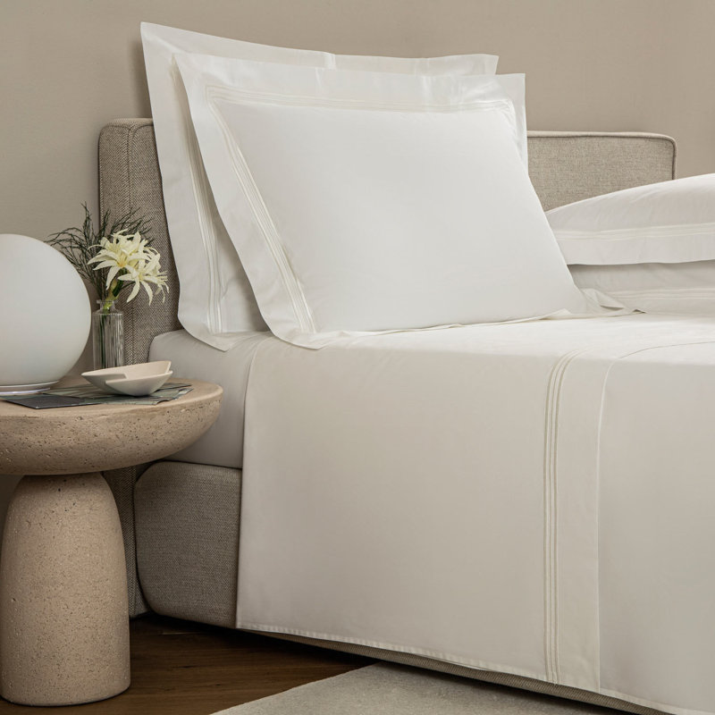 Triplo Bourdon Sheet Set, California King, White/Milk