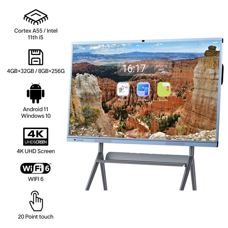 Écran intelligent JYXCN compatible 4K pour les entrées HDM / VGA? Tableau blanc interactif multi-touch pour la vente au détail / affichage numérique / salle de classe?