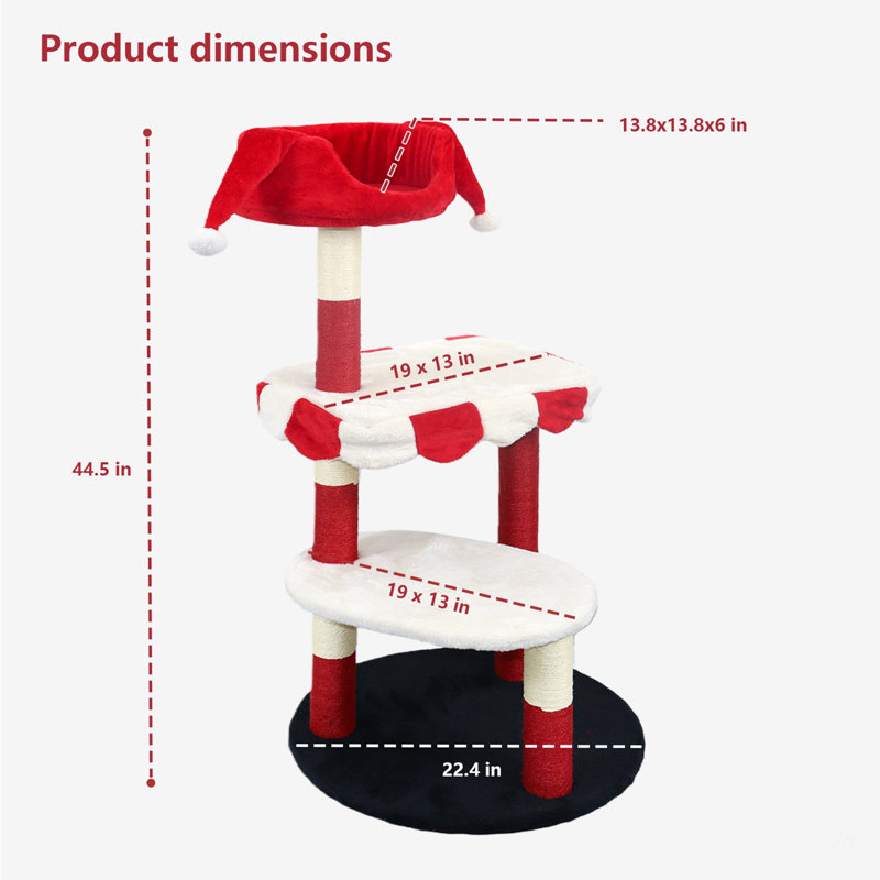 Arbre à chat avec perchoir douillet et poteaux à griffer - Mobilier pour chat à niveaux multiples rouge et blanc