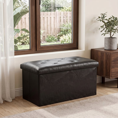 Banc rembourré en similicuir avec rangement, repose-pieds, banc de bout de lit, commode de rangement pour le salon