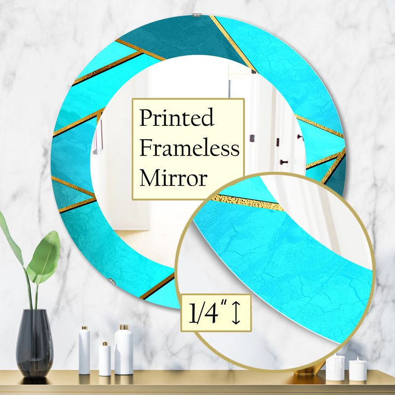 Miroir d'appoint moderne et contemporain, H 31,5 po x l 23,7 po, Géométrique, bleu