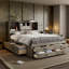 Grand lit plateforme avec tête de lit et rangement-818213890-818213888