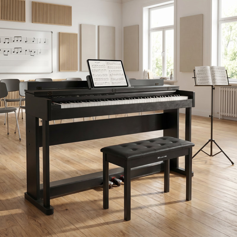 Ensemble d'instruments de musique en bois avec banc de rangement, Black