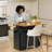 Rolling Kitchen Island with Drop Leaf Countertop, Sliding Door Storage & Lockable Wheels-583850876