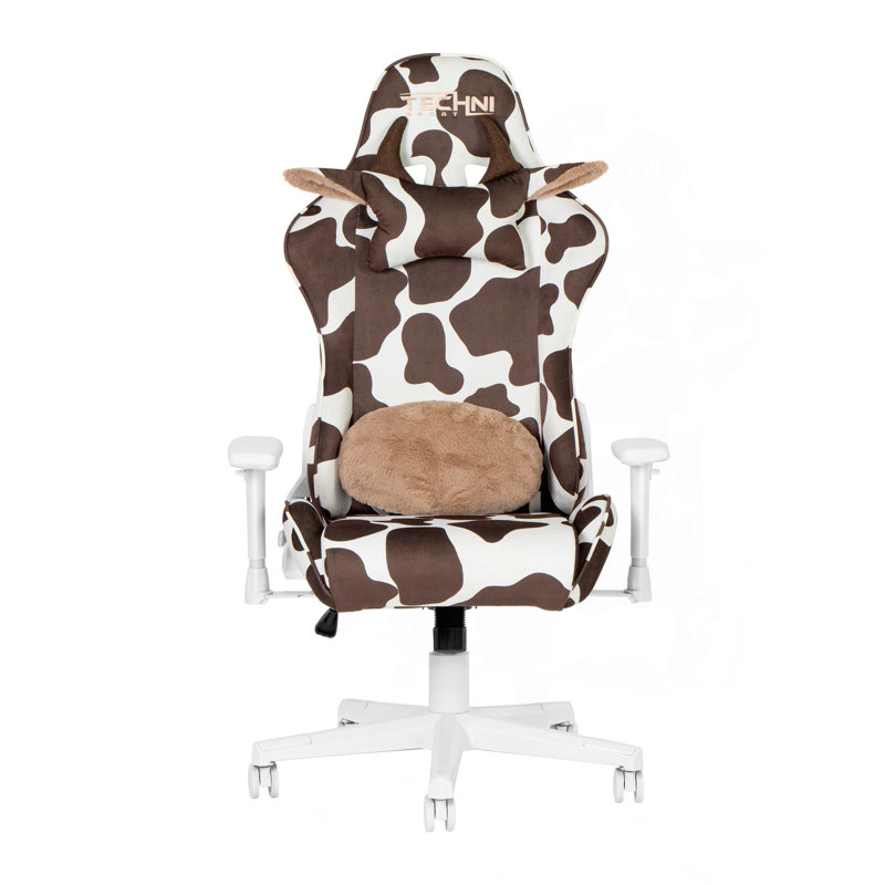 Fauteuil de jeu avec coussin, confortable et élégant pour jouer et travailler, Blanc, Brun / Blanc
