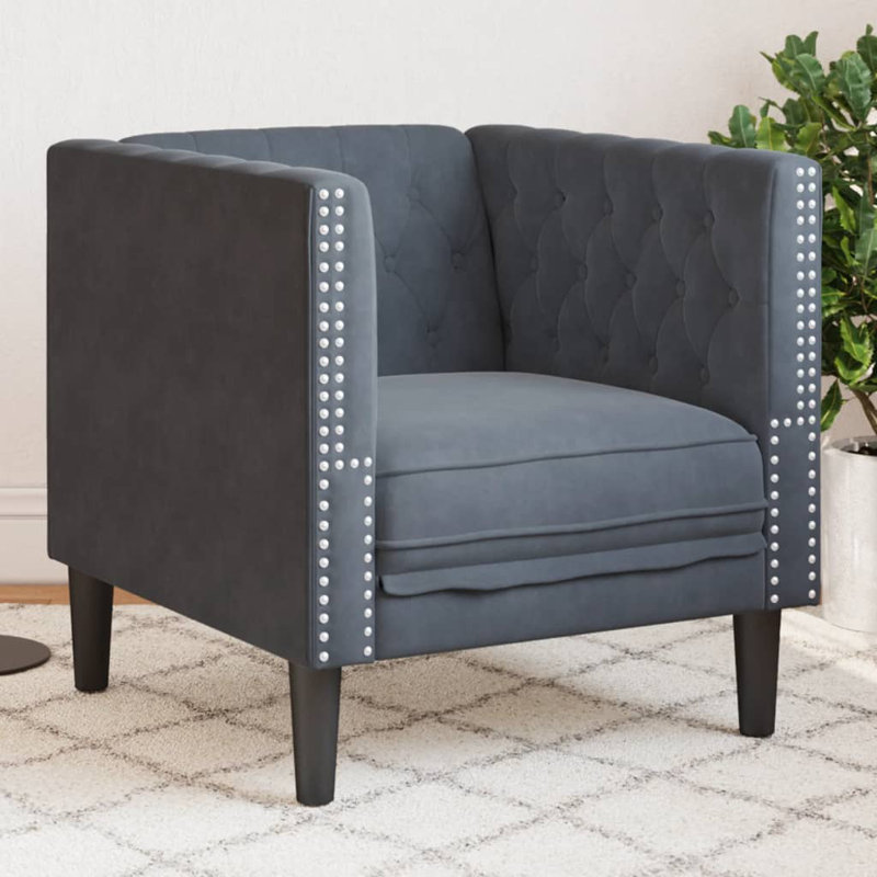 Canapé Chesterfield Ebern Designs, Velours gris velours