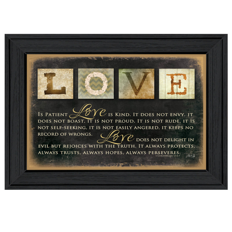 Love 1 - Cadre photo, art textuel, H 10 po x l 14 po x P 2 po