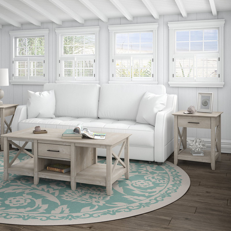 Huckins 3 - Piece Living Room Table Set, Washed Gray