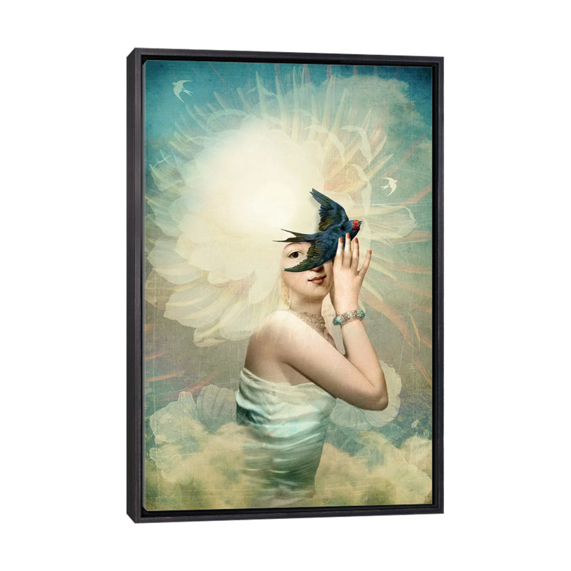 «The Sun» par Catrin Welz-Stein, H 26 po x l 18 po x P 1,5 po, Toile avec cadre noir patiné
