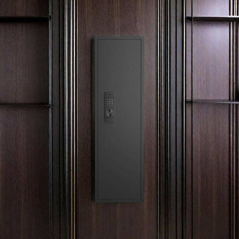 Hidden Wall Gun Safe With Passwod Touch Panel, Black, 53" H x 15.70" W x 4" D