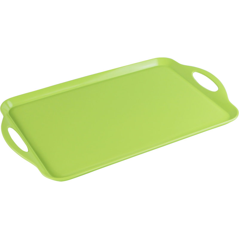 Reston Lloyd Multi-Purpose 18" Rectangle Melamine Plastic Handled Tray, Lime