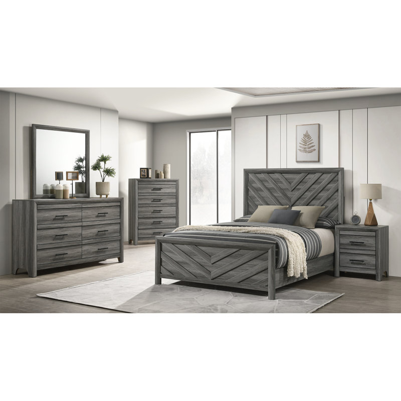 Lit simple de style moderne en bois gris Denver (CA), gris, Simple