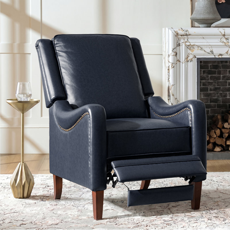 Fauteuil inclinable manuel Anselmo Ema, Similicuir bleu marine