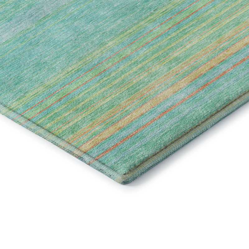 Tapis turquoise Prisco lavable à la machine de qualité supérieure, Rectangulaire 8 pi x 10 pi