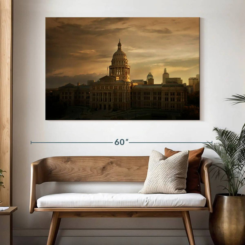 Coucher de soleil au Texas State Capitol, H 34 po x l 51 po