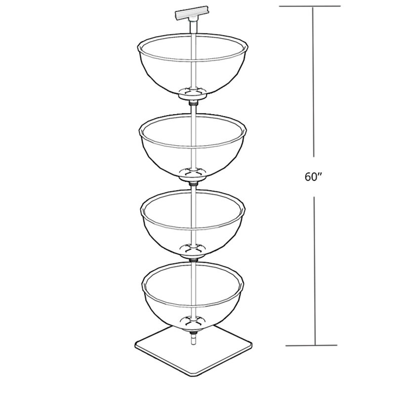 Clear Polycarbonate Four-Tier Bowl Floor Display Stand