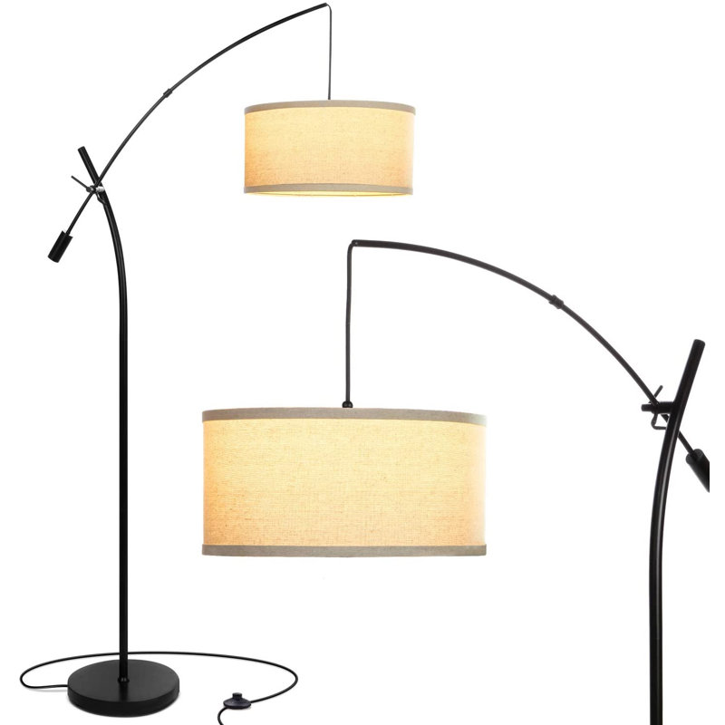 Brightech Grayson Modern Arc LED Floor Lamp - Adjustable Height, Black