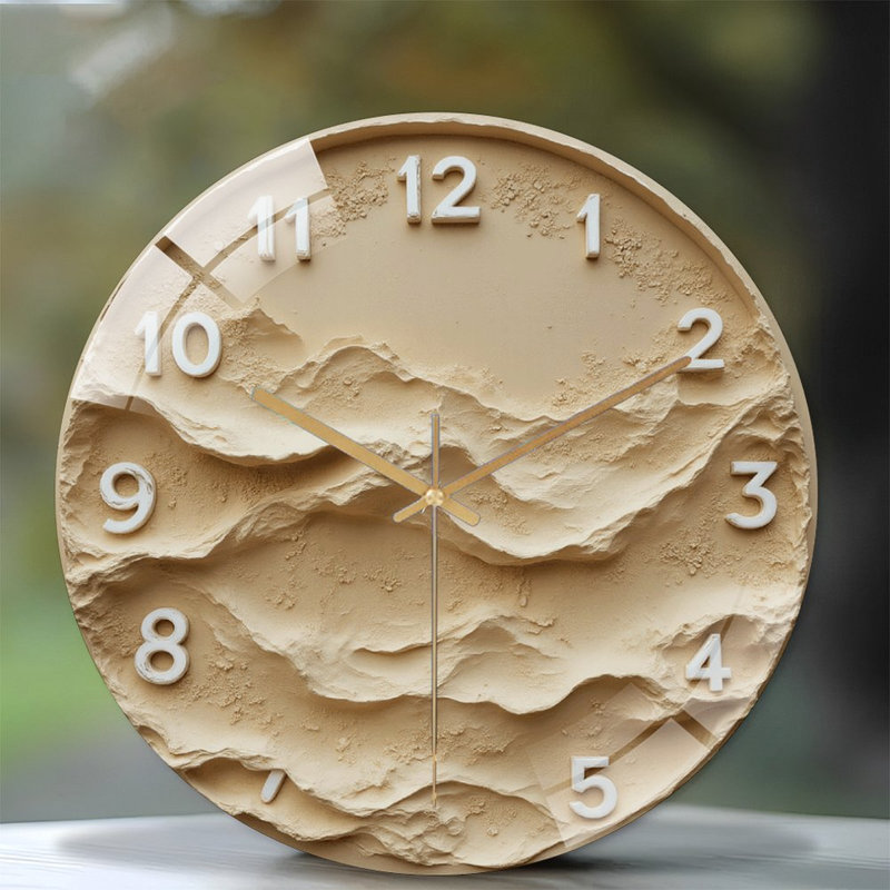 Horloge murale élégante en beige avec design unique - horloge murale moderne en verre 12 po