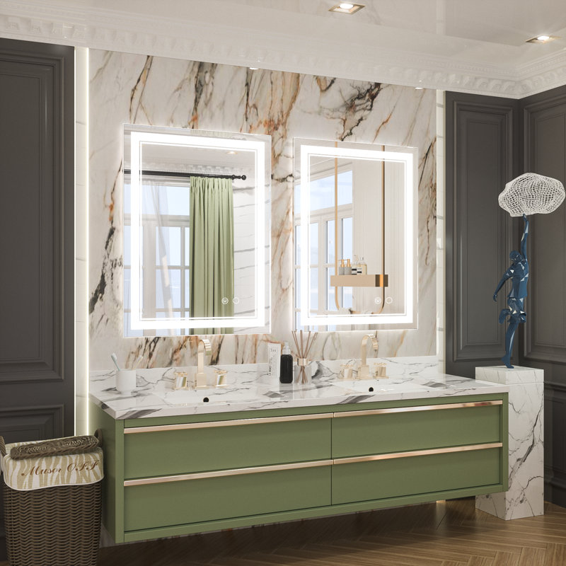 Adorna Frameless LED 3 Color Dimmable Lighting Bathroom Vanity Mirror, Memory Function, Anti-fog, 24" x 32"