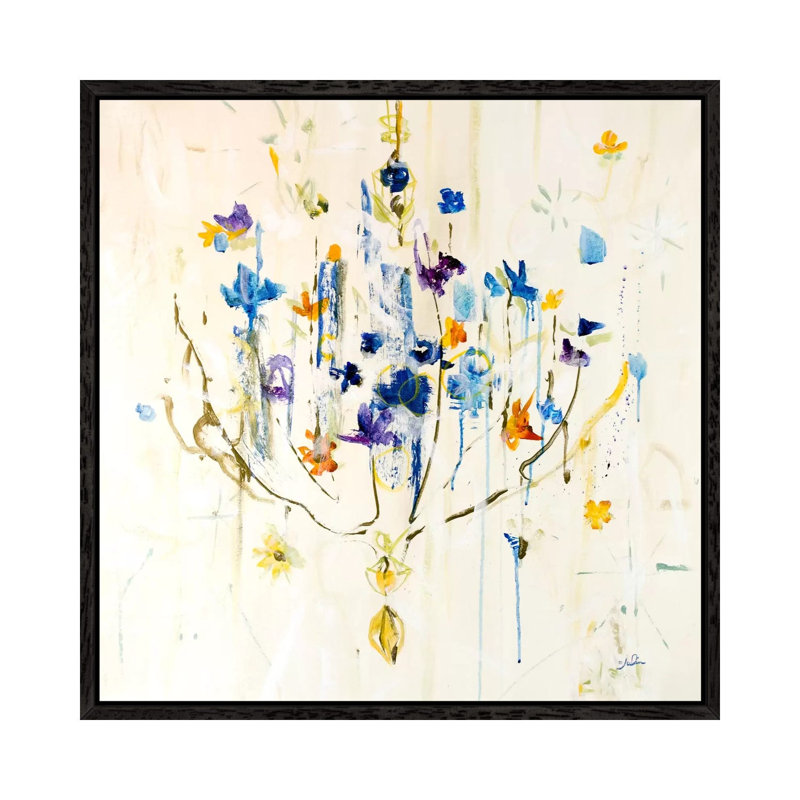 Natural Chandelier I by Julian Spencer - Painting on Canvas, 93.98 cm H x 93.98 cm W, Black Framed Canvas