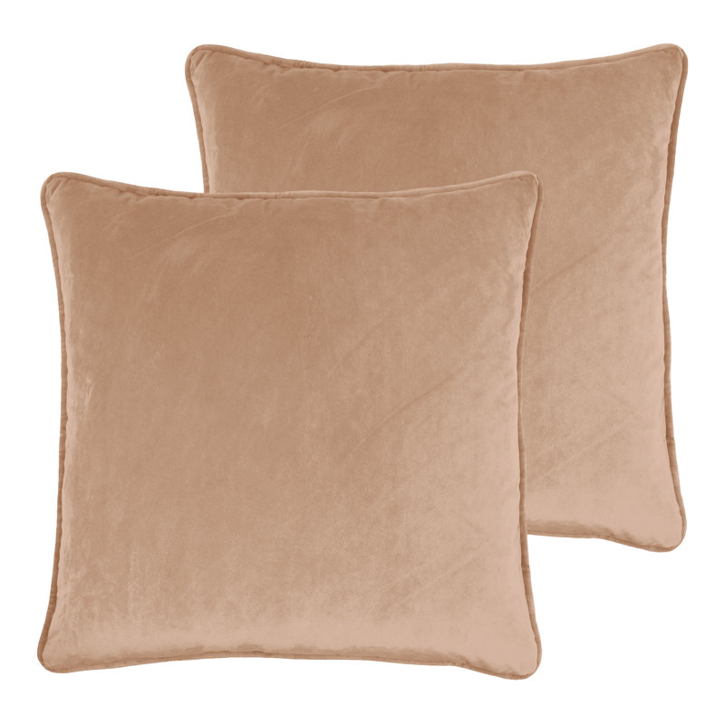 Velvet Pillow Velvet Reversible Throw Pillow, Tan, 24"H x 24"W, Square