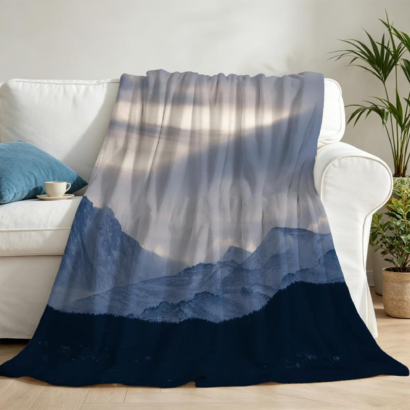 Jeté en flanelle transparente molletonnée, imprimé dramatique tempête hivernale, Throw 50" x 60"