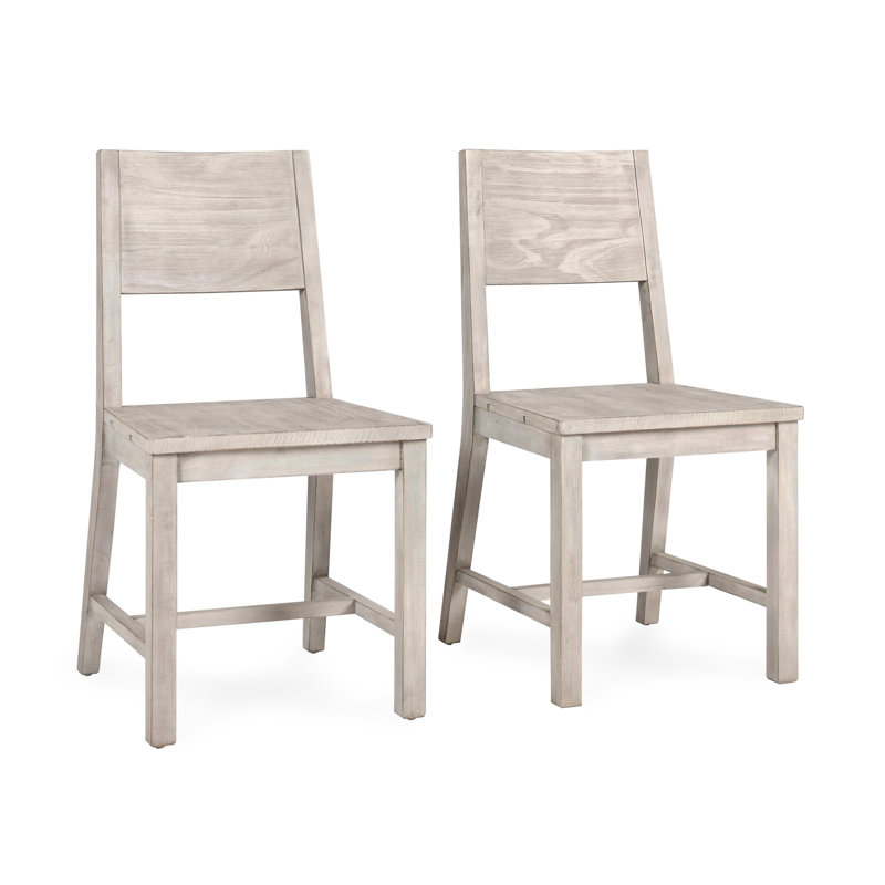 Chaise d'appoint en bois massif Athziri, Ivoire délavé