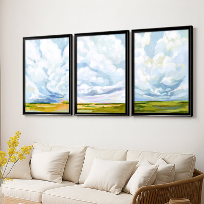 Lucid Skies I - Toile tendue avec châssis sur mesure - 3 pièces