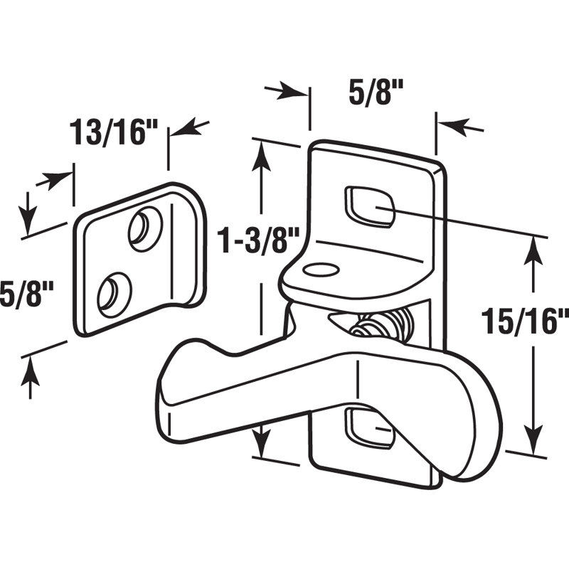 Cabinet Door Elbow Catch, Cast Aluminum, Brass Plated (Single Pack)